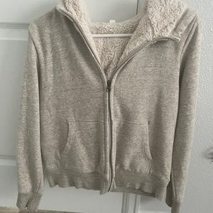 Beige fuzzy inside hoodie
